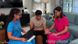 Hailey Rose, Madison Wilde and Max Fills - Two Hot Nurses Cum Over For A Physical